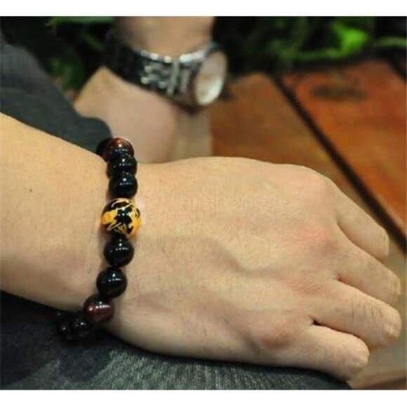 Men Tiger Eye Bead Bracelet Dragon Stone Bracelet Stretch Gemstone Jewelry Gift - Picture 5 of 8